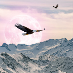 eagle mountains landscape moon fullmoon winter winterscene freetoedit
