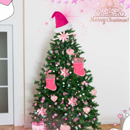 kawaii pink christmas tree freetoedit