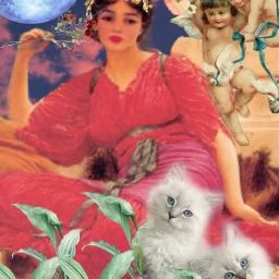 woman cats angels moon freetoedit ectherenaissance