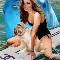 dog woman dolphin sea fishes srchappymoment freetoedit