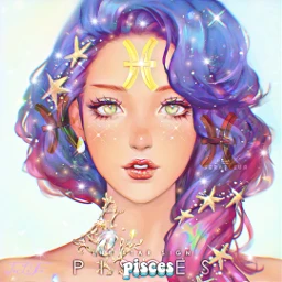 pisces colorful flowing art zodiac water fish girl freetoedit echoroscopes horoscopes