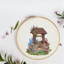 flowers birds wishingwell well sweet spring cute embroidery trending popular viral fyp freetoedit ircdesignanembroideryhoop designanembroideryhoop