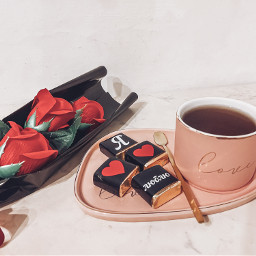 цветы розы красиво красота чай кофе сюрприз сердце люблю конфеты шоколад freetoedit