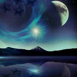 freetoedit nature sky moon lake stars space galaxy mountain srcballoonstars balloonstars