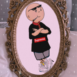 caillou swag badass badasscaillou caillouaesthetic childhoodshows mirror freetoedit