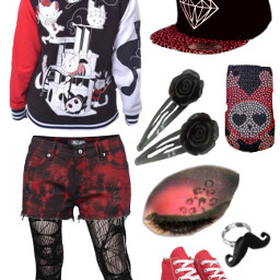 freetoedit outfit red redoutfit emo emofashion