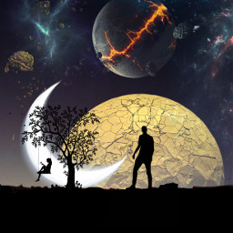 freetoedit silhouette edit surreal planet space galaxy