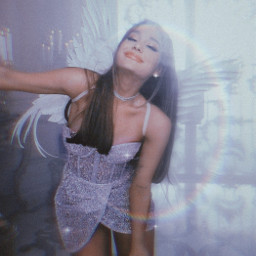 freetoedit arianagrande picsart girl myedit prism rainbow aesthetic sparkle glitter makeawesome replay remixit vintage angelwings angel beautiful hair wallpaper heypicsart background