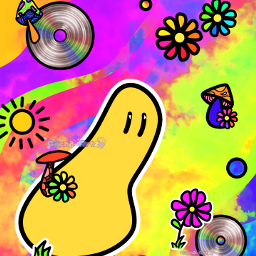 indie no colorful saturated planet mushroom blob yellow flower disc cd aesthetic curious pureart wowlookatmego