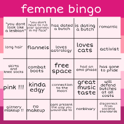 femme lesbian femmelesbian bingo