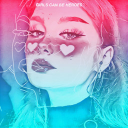 girls gradient sketch hearts pink blue ombre freetoedit