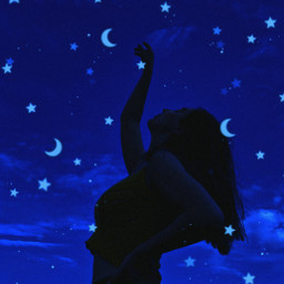 night dark blue darkness moon star replay remix freetoedit