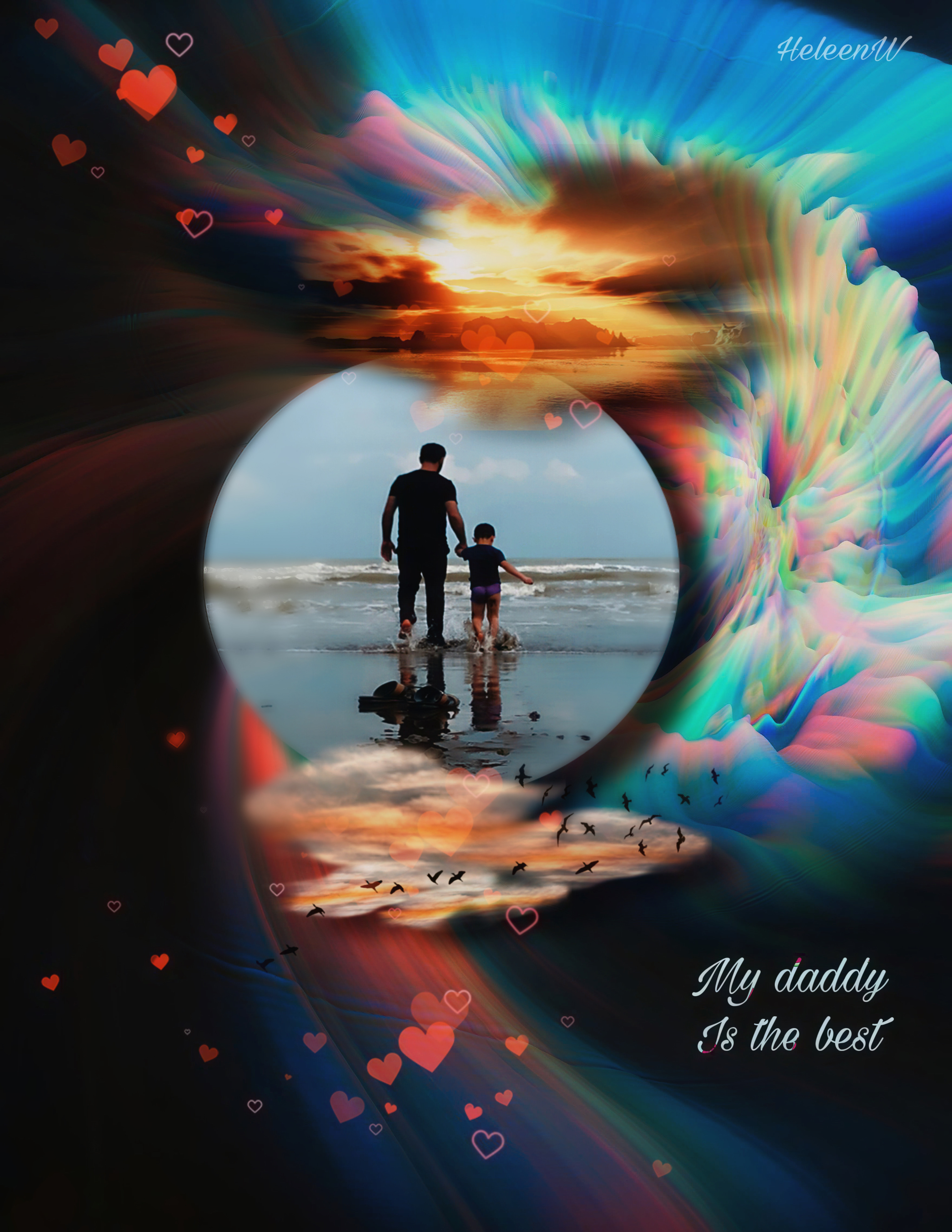 #fathersday #fantasy #imagination #dad #daddy #littlechild #walking #ocean #colorful #madewithpicsart #picsarttools #interesting #nature #myedt #myart #mys