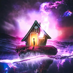 freetoedit picsart galaxy underwater children house nightsky glow manipulation fantasy fantasyart