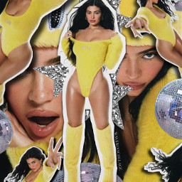edit kyliejenner model collage art yellow kylie kardashian discoball retro aesthetic vintageaesthetic soft people photography follow freetoedit summer