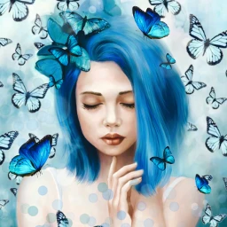 challenge butterfly beautiful girl blue art artwork colorful freetoedit ecdreamstickersbackground dreamstickersbackground