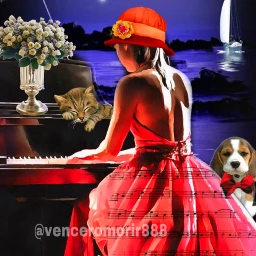 pianist dog cat nigth moon srcmusicalnotes musicalnotes freetoedit