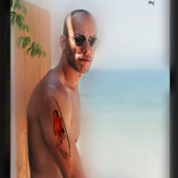 surfer surfboard tattoo man swimmer beach ocean birds editbyme stepbystep freetoedit ircsurfsup surfsup