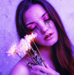 surreal aesthetic moon flower beauty purple 💜 freetoedit