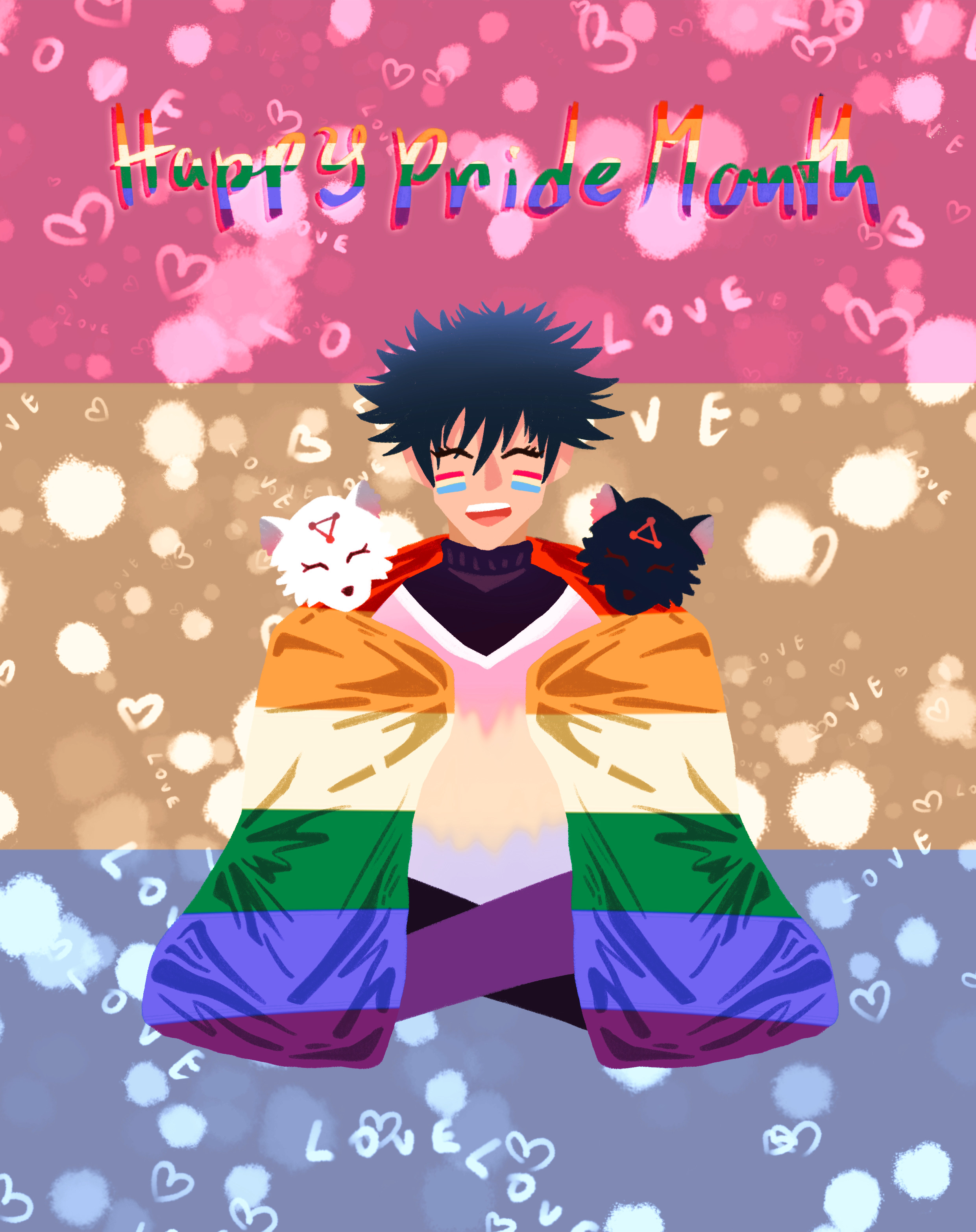 Pansexual Kawaii Cat Anime Art Cute Pan Pride Digital Art by Krzysv Josep   Pixels