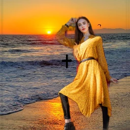 model beach sunset pose camera photoshoot editbyme freetoedit src321action 321action