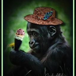 summericecream challenge cute ape wearing hat earing icecreamcone helovesit imagination art animals beauty picsart picsartedit heypicsart ecsummericecream freetoedit