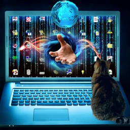 windowsscreenstickerremixchallenge matrix laptopscreen computer binarycode hand globe glowingsphere cat screensaver portal srcwindowsscreen windowsscreen freetoedit