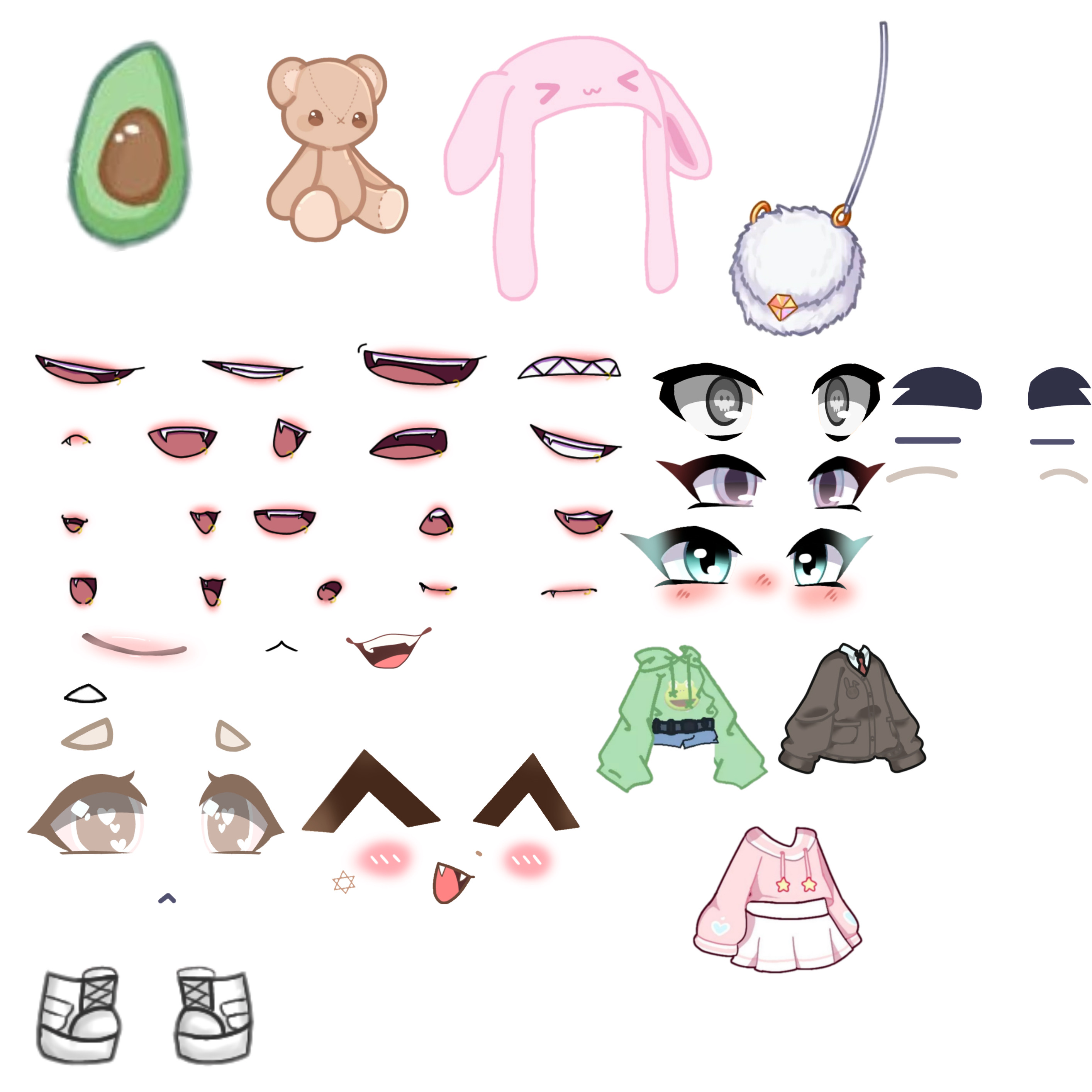 Gacha Life PNG — Clothes, eyes, accessories, hair, boca de gacha life  kawaii 