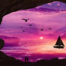 freetoedit myedit sunset cave nature ocean