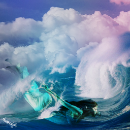 freetoedit swimming girl woman ocean water sky clouds underwater picsarteffects heypicsart picsart