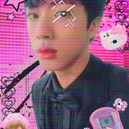 freetoedit kpop jin bts rj bt21 jinedit webcore cybercore pink black blackpink cute kimseokjin fanart like