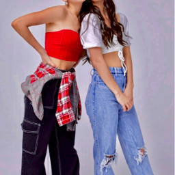 freetoedit red white black blue jeans shoes sisters charlidamelio dixiedamelio