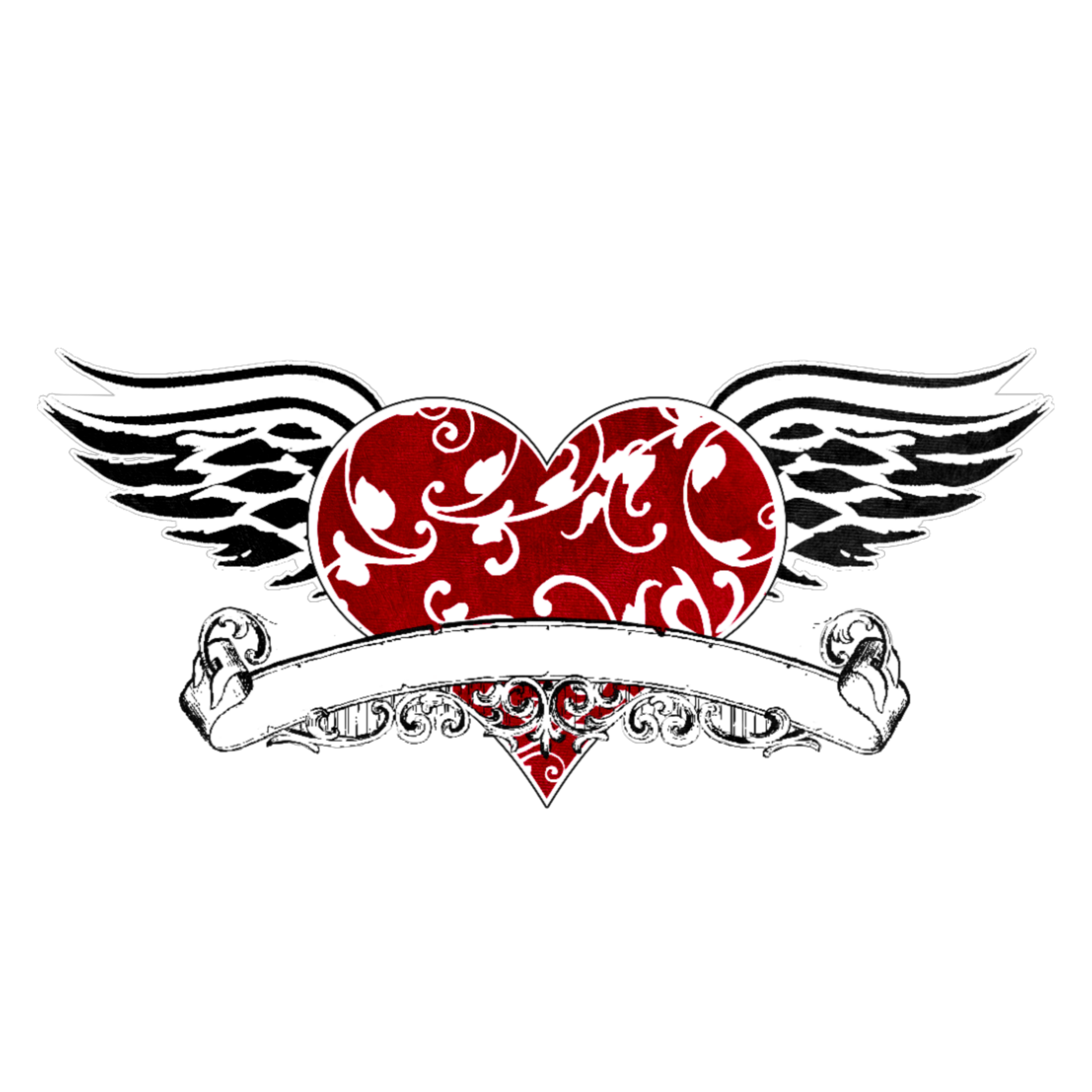 heart love wings red banner black sticker by @agdemoss80