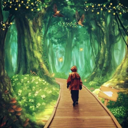 freetoedit picsart ircpaperplane paperplane luminous light jungle forest boy buterflies tree swing