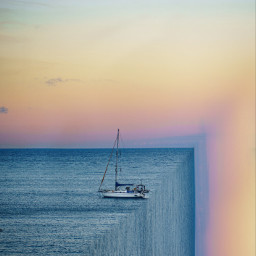 sea boat sunset sun freetoedit