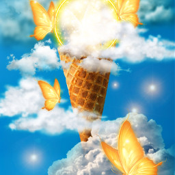 freetoedit clouds butterfly ircicecreamcone icecreamcone