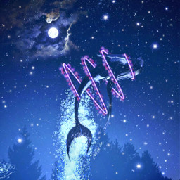 sky swimming moon fullmoon mermaid sea night stars freetoedit local srcpurplespiral purplespiral