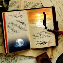 book esthetics old drawing night pages cursive cursivewriting sunset silhouette sunsetsilhouette moon fullmoon onbook freetoedit unsplash picsart ircsunsetsilhouette