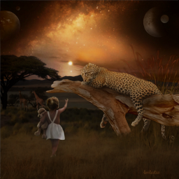 girl leopard milkyway fantasy fantasyart imagination freetoedit local