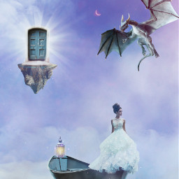 surreal princess purple sky moon dragon magic picsart picsartedit glitter fantasy door dress ircpurplesky purplesky purpleclouds freetoedit