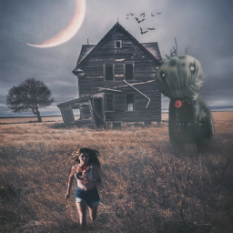 dark horror creepy scary nightmare abandonedhouse puppet runninggirl
