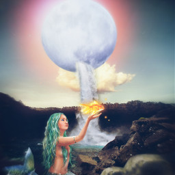 fantasy mermaid moon fullmoon myedit madewithpicsart surrealism imagination visualart araceliss creativity fantasyart freetoedit