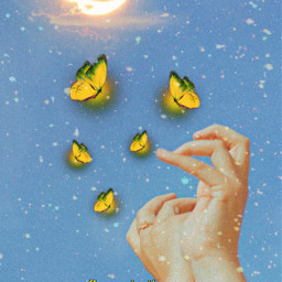 freetoedit flymetothemoon butterflies hands yellow bluesky sun glitter aesthetic challenge moon reflection light ecbutterflybeauty butterflybeauty