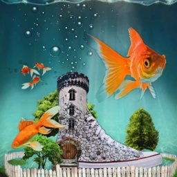 freetoedit hightops goldfish whitepicketfence underwater ircdesignthesneaker designthesneaker