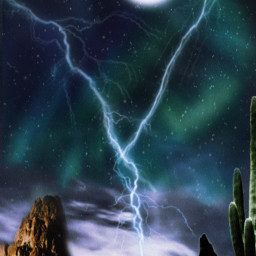 fullmoon desert desertsky lightning plateau cactus coyote dbanta2022 freetoedit ircfullmoon