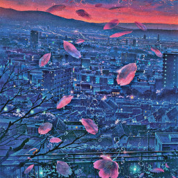 freetoedit madewithpicsart remixit anime animestyle abstract petals city underwater sunrise tealorange