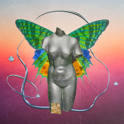 collage surrealism butterflywings statue vintage retro aesthetic femaleartist
