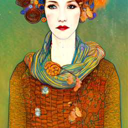 freetoedit sweaterweather portrait autumnvibes autumncolors aigenerated klimtinspired