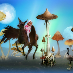 mastershoutout deer girl duck ducklings giantmushrooms mushrooms fantasy fantasyart imagination freetoedit default