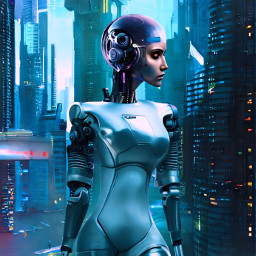 freetoedit aigenerated aienhanced alienedition girl beautiful robot cyberpunk futuristic city fantasy alienized alienizedarts wallpaper uhd highdefinition picsarteffects editedwithpicsart